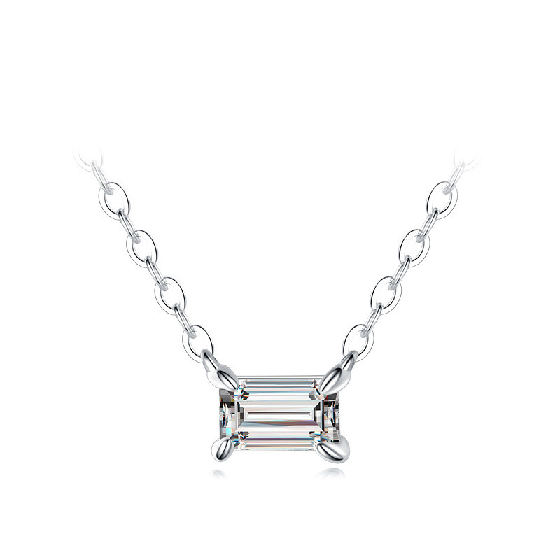 Silver Cuboidal Zircon Necklace