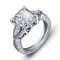 Platinum-Plated Zirconia Diamond Ring