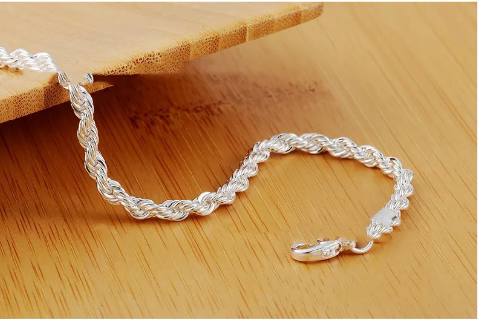 Silver Twisted Rope Bracelet