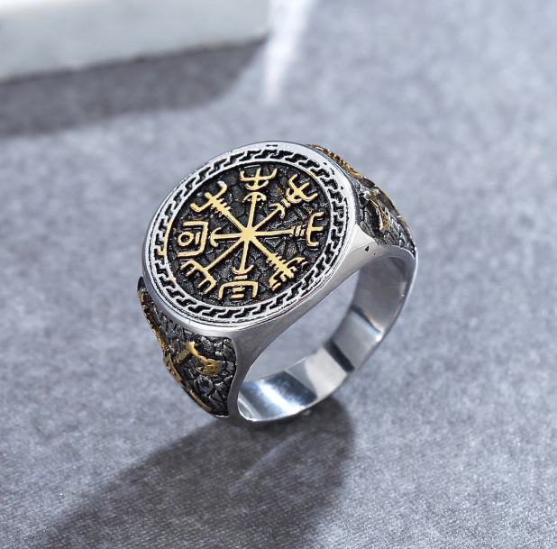 Scandinavian Viking Axe Totem Titanium Ring for Men