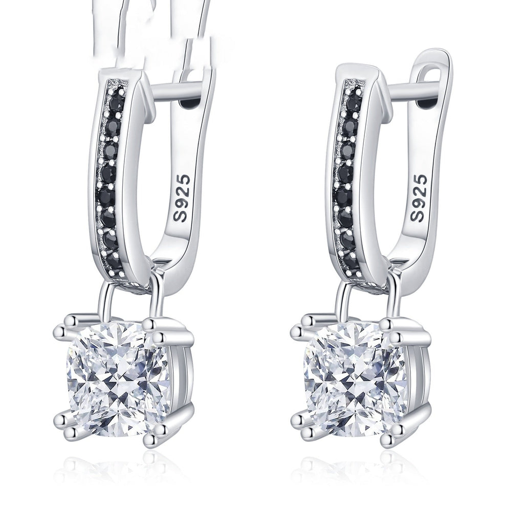 Inlaid Copper-plated Square Zircon Earrings