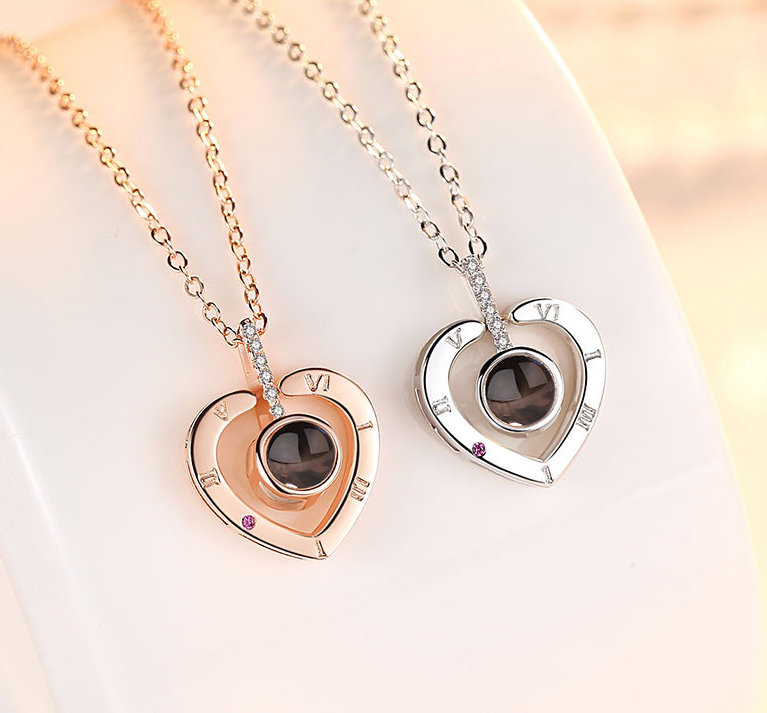 S925 Silver Pendant Necklace in 100 Languages