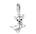Cute Chihuahua S925 Silver Pendant for DIY Jewelry