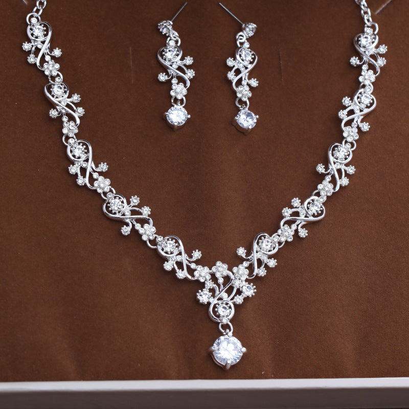 Korean Style Zirconia Necklace and Earring Set