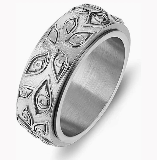 Men's Vintage Rotating Eye of the Demon Titanium Ring