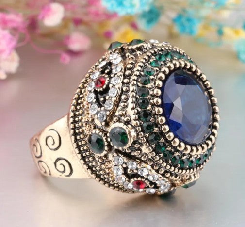 Vintage Gold Plated Inlaid Ring