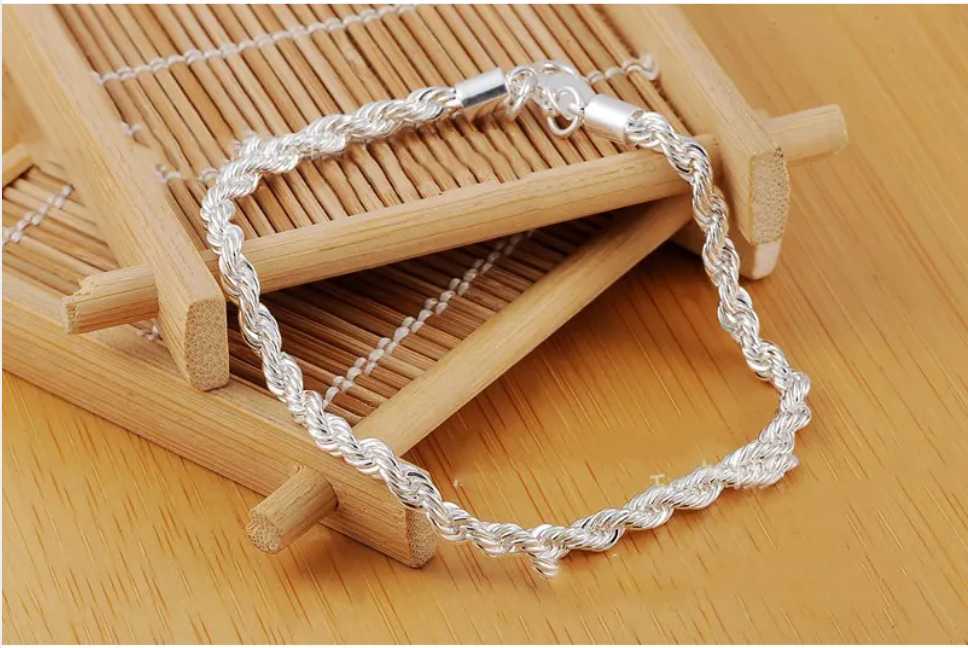 Silver Twisted Rope Bracelet