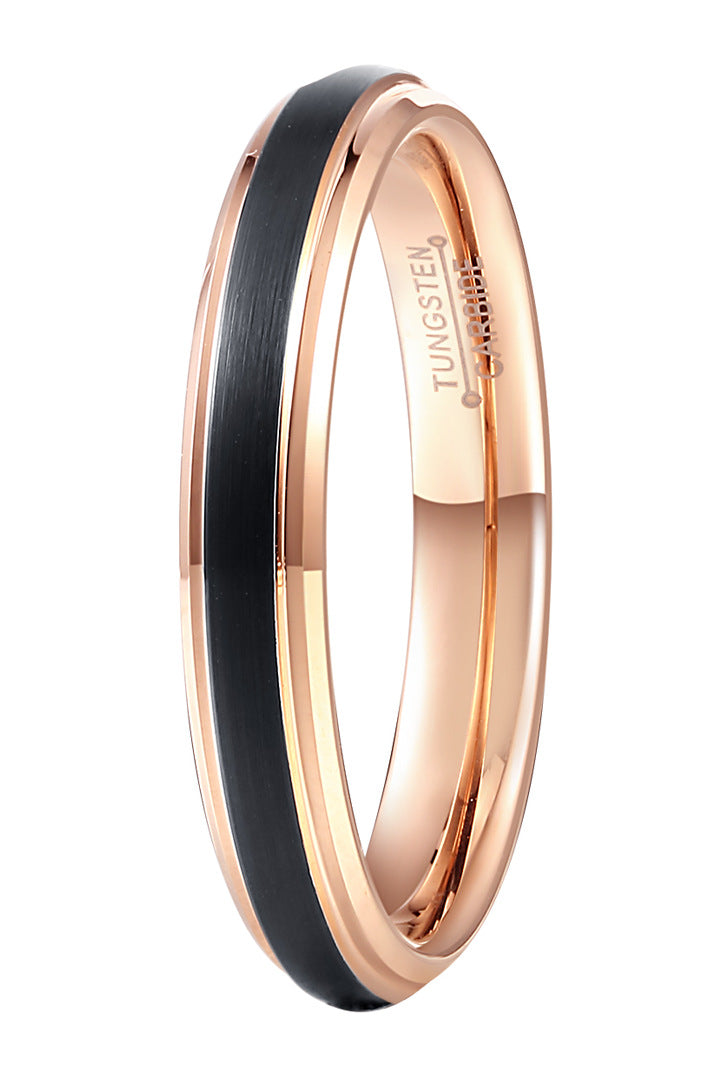 Double Groove Black Electroplated Tungsten Ring