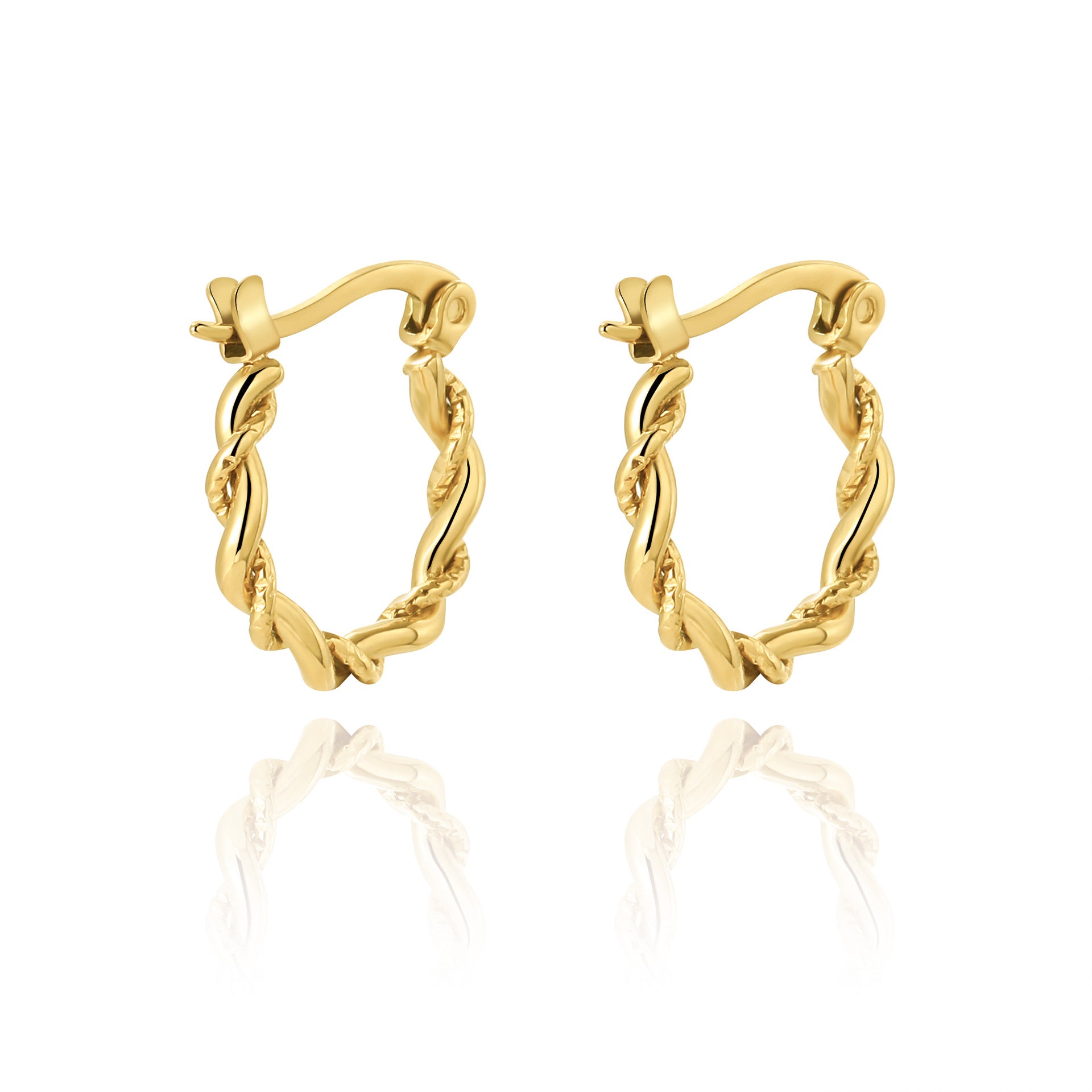 Titanium Steel Gold-Plated Hollow Crescent Earrings