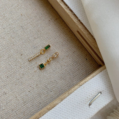 Vintage Asymmetric 14k Gold Zircon Earrings