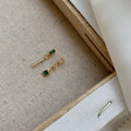 Vintage Asymmetric 14k Gold Zircon Earrings