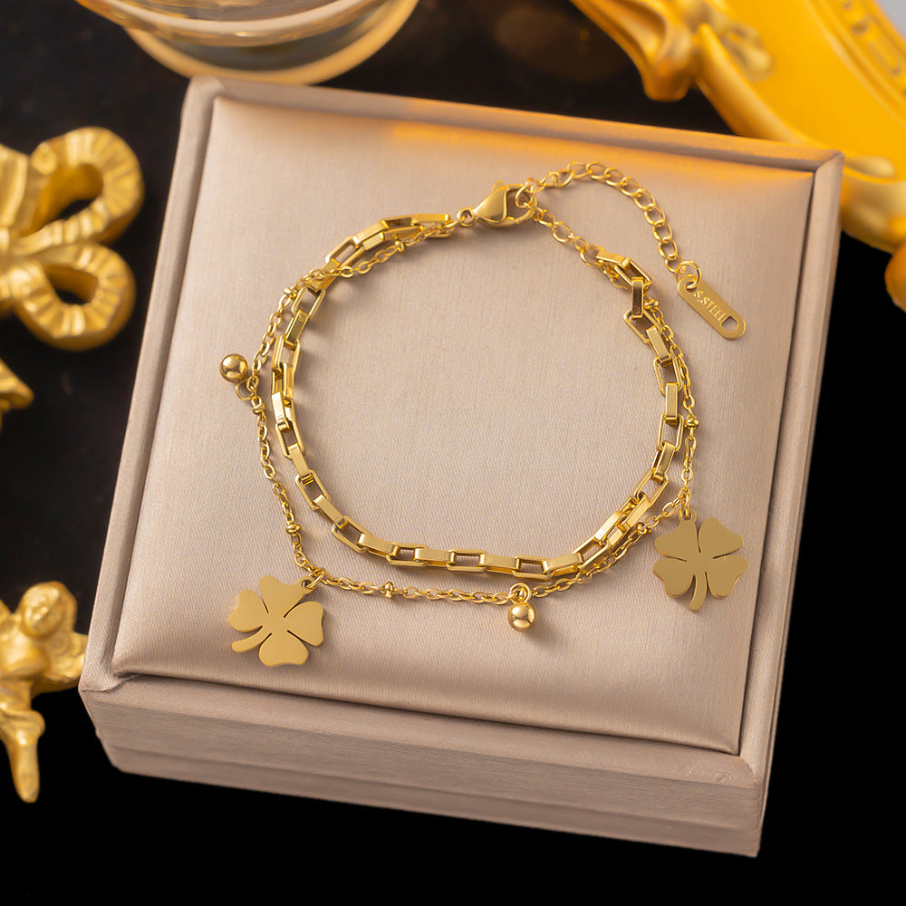 Lucky Clover Titanium Steel Bracelet
