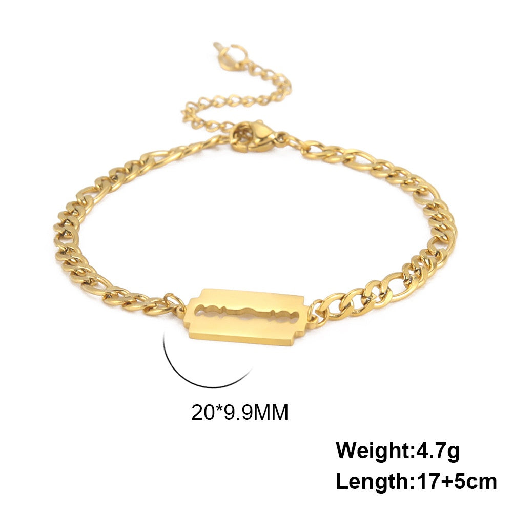 Double Hole Blade Stainless Steel Bracelet