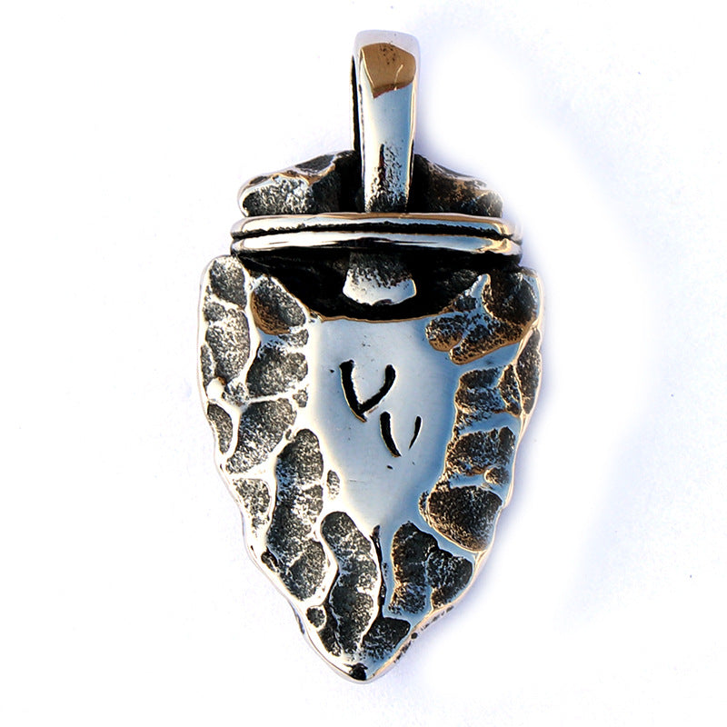 Flint Arrowhead Necklace with Titanium Steel Pendant
