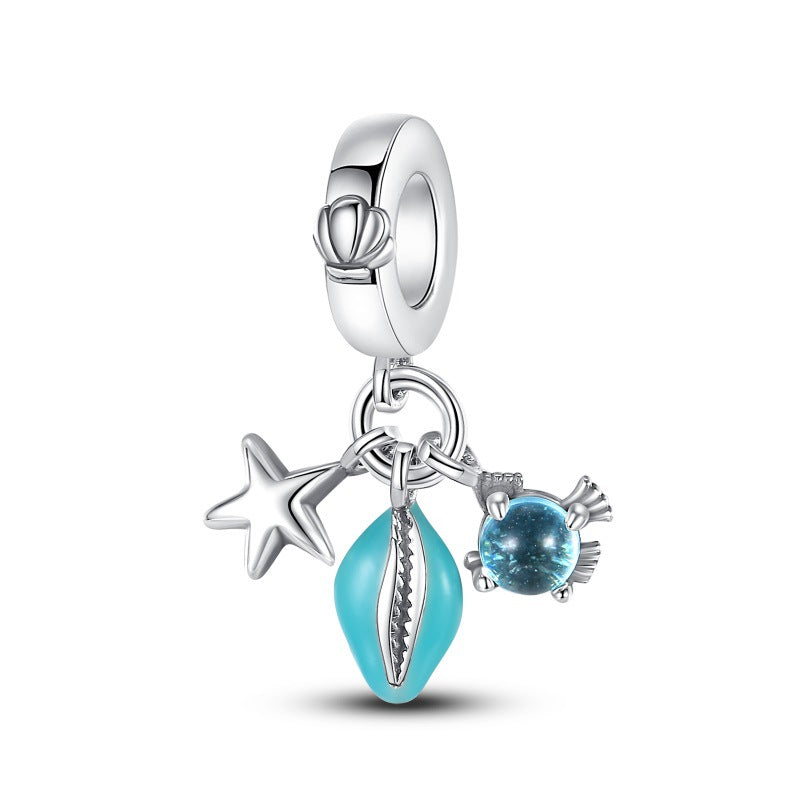 Silver-Plated DIY Ocean-Themed Shell and Crab Charms