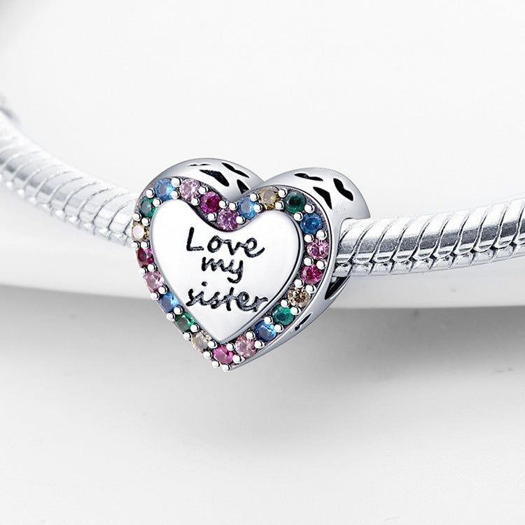 925 Silver Plated Copper Bead Angel Heart Charms