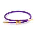 PPbuky Steel Bracelet Link Adjustable H-shape Wire Rope Bracelet Lucky Jewelry with Titanium Buckle for Birthday Valentines Graduation Fashion Gift for Women Men Lovers Friends Purple