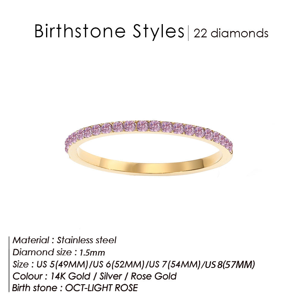 Colorful Rhinestone Stainless Steel Ring