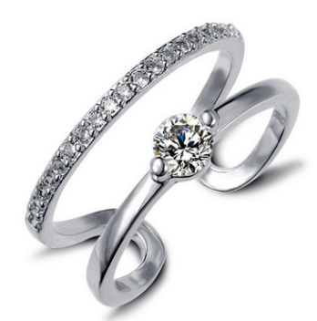 Platinum-Plated 925 Silver Ring with 3AAA Zirconia