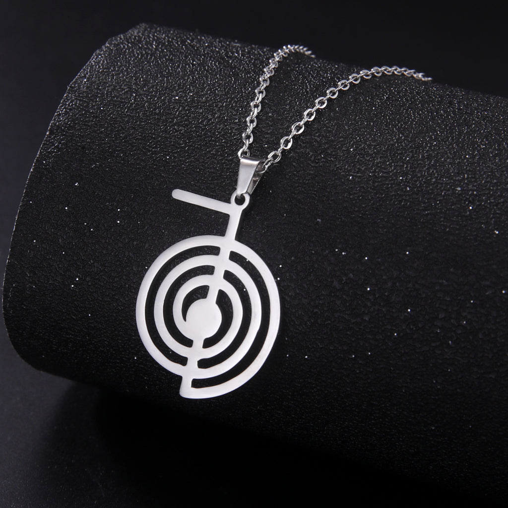 Titanium Steel Geometric Spiral Pendant Necklace