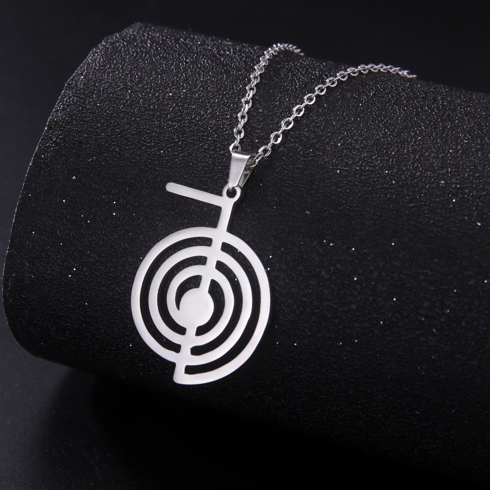 Titanium Steel Geometric Spiral Pendant Necklace