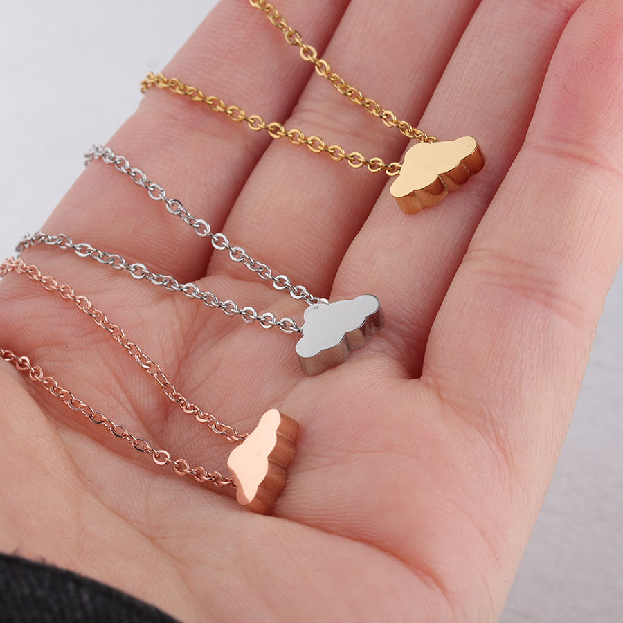 RUMNVNTY Mirror Titanium Cloud Pendant Necklace