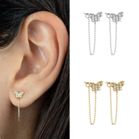 Zircon Butterfly Stud Earrings