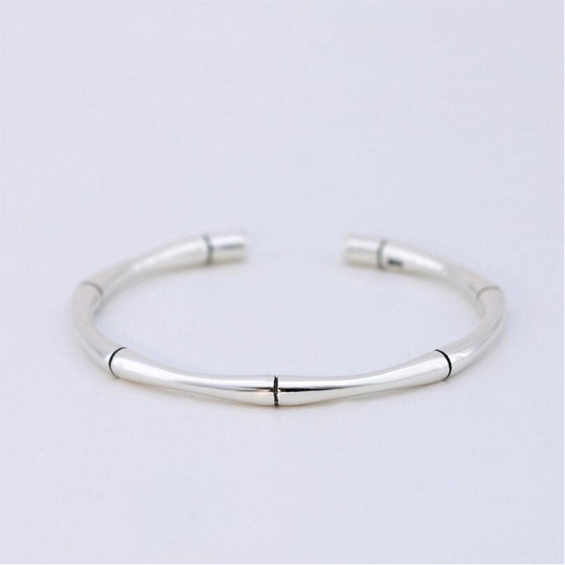 925 Silver Bamboo Design Adjustable Bangle for Couples