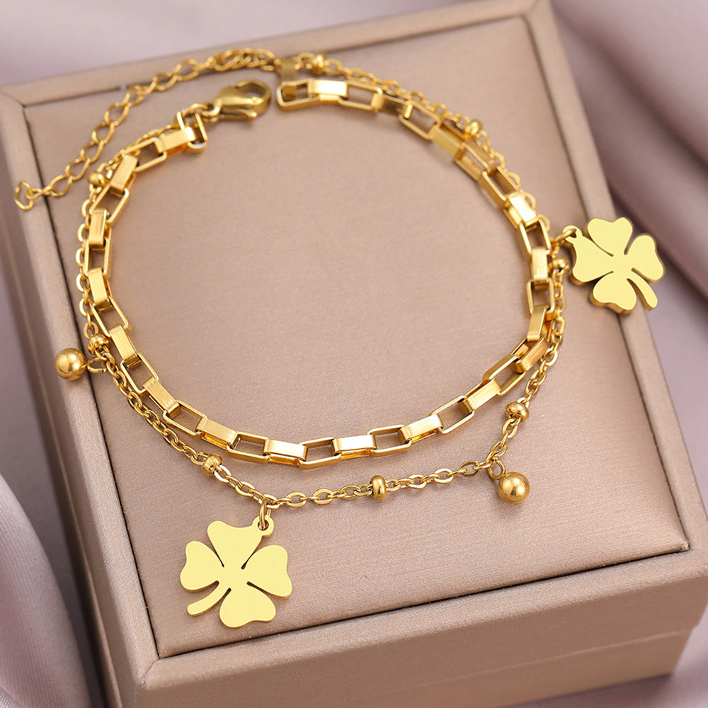 Lucky Clover Titanium Steel Bracelet