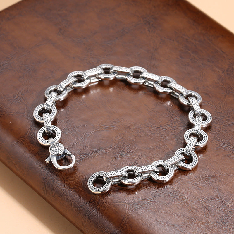 Antique Sterling Silver Jewelry Ring Buckle Bracelet