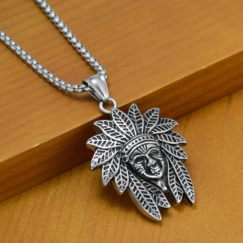 Titanium Steel Indian Necklace with Pendant