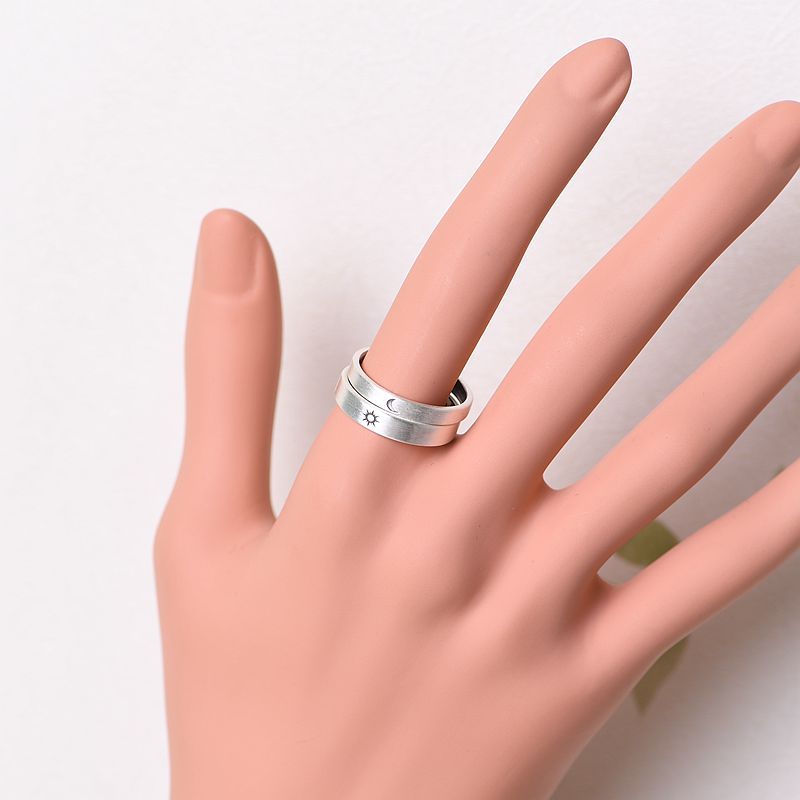 Sun and Moon Silver Jewelry Ring for Girlfriends