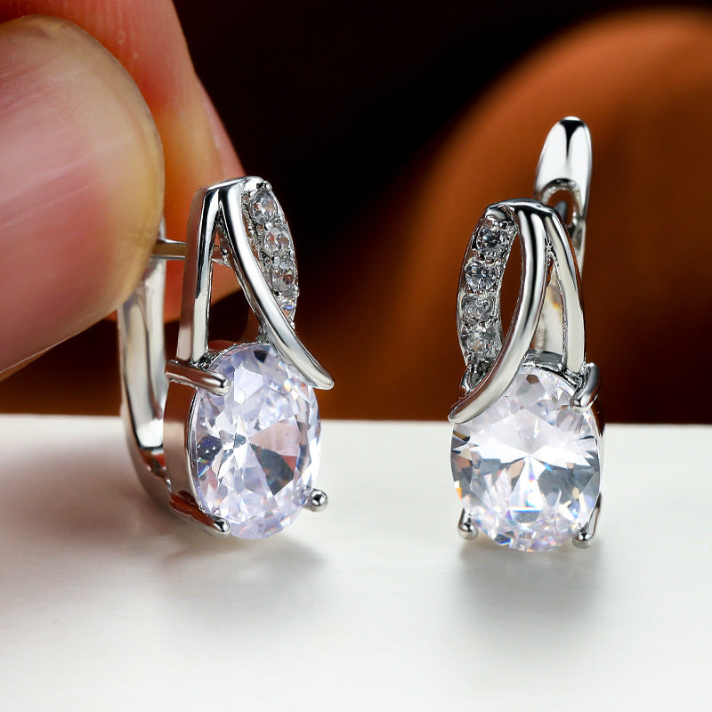 Vintage Oval Cut Zircon Earrings for Bridesmaids