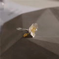 Women's Platinum Gold-Plated Point Flower Ring