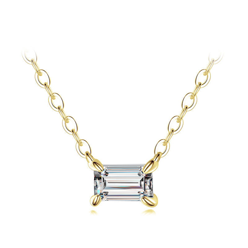 Silver Cuboidal Zircon Necklace