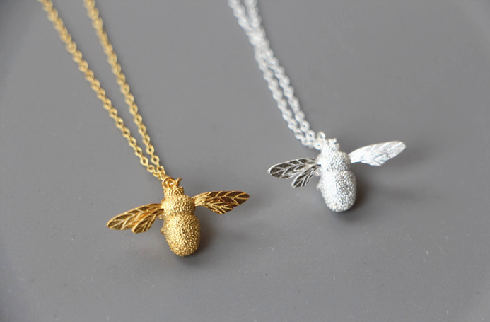 Bee Necklace with Simple Silver Pendant