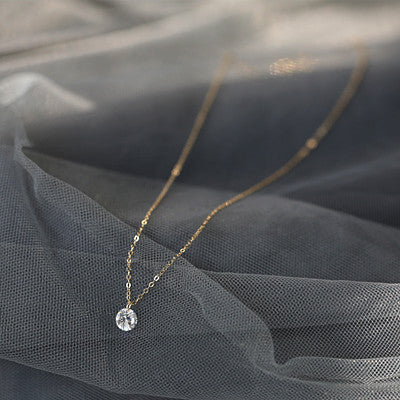 S925 Silver Pendant Necklace with Simple Diamond Design