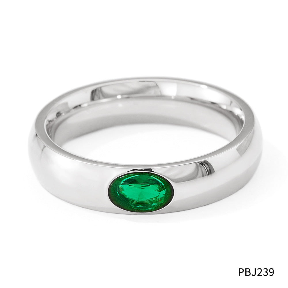 Glossy Vintage Ring with Micro-inlaid Zircon Stones