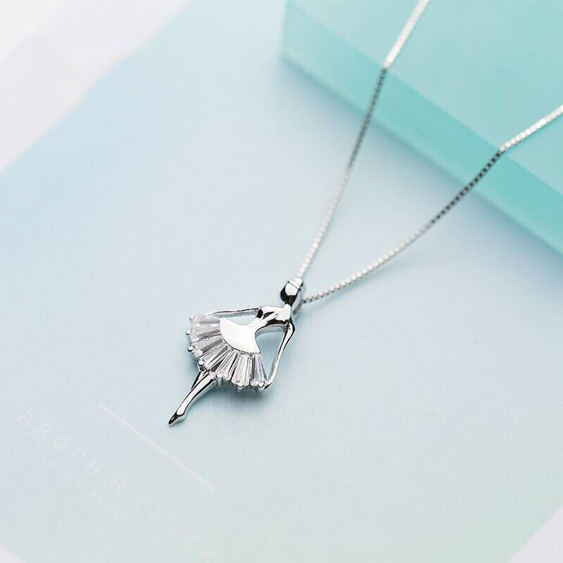Ballet Girl Necklace with Silver Pendant
