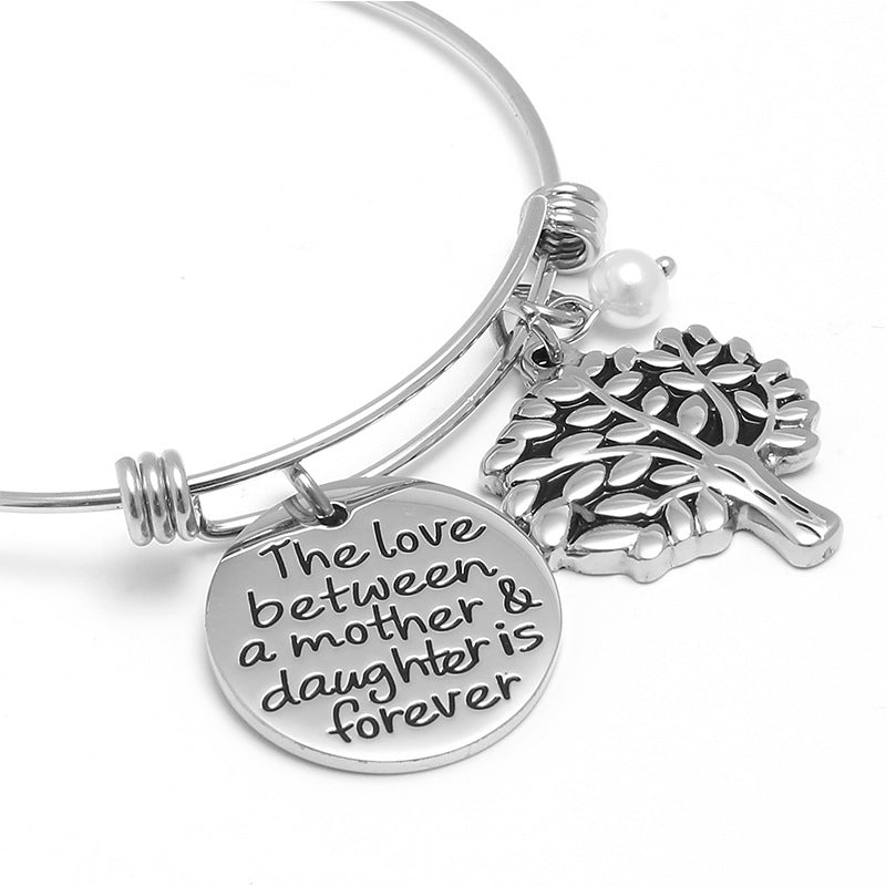Mirror Engraved Tree of Life Adjustable Titanium Bracelet
