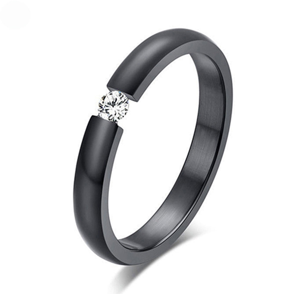 Titanium Steel Zircon Ring, Couple Joint Ring