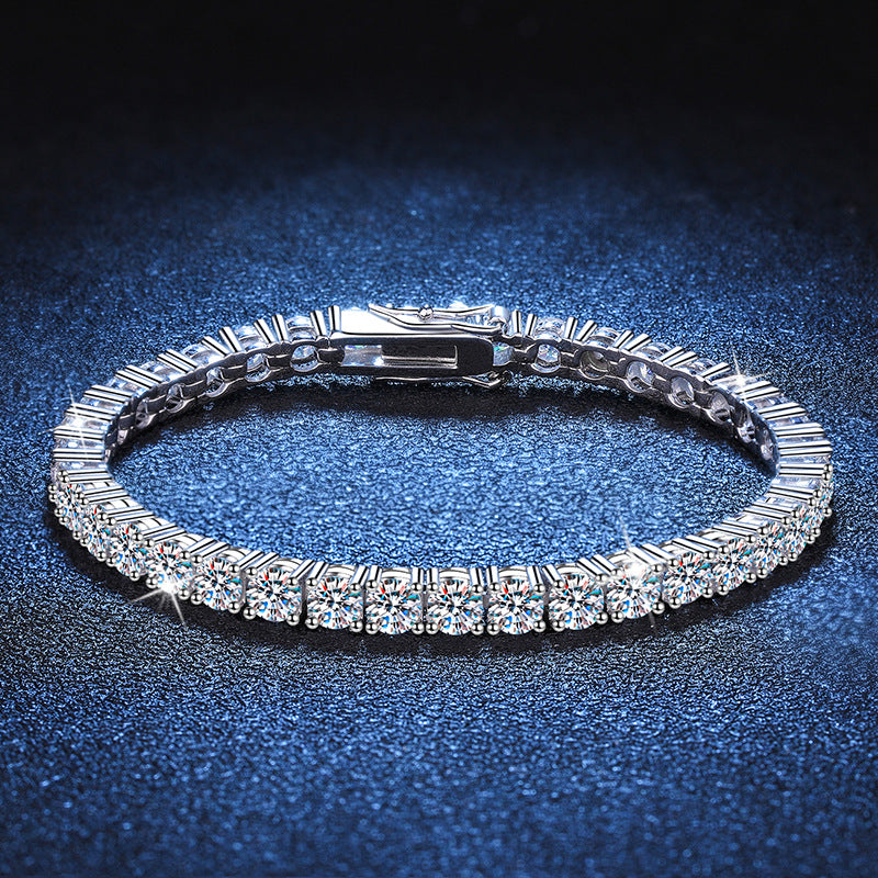 Platinum Silver Plated Full Row Moissanite Bracelet
