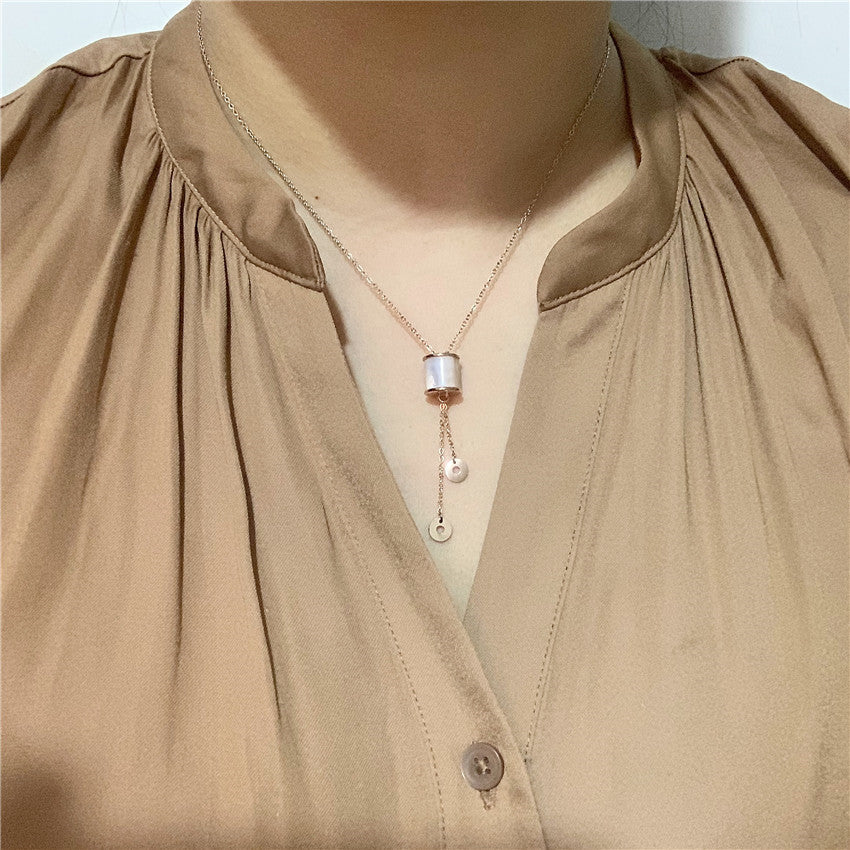 Titanium Steel Color-Fast Shell Pendant Necklace