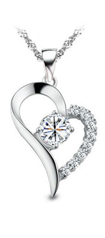 Korean Sterling Silver Necklace with Zircon Pendant