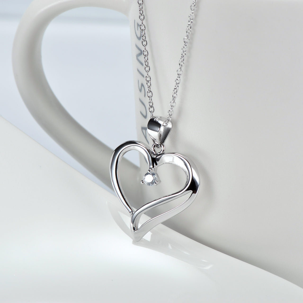 Heart-Shaped Necklace with 925 Sterling Silver Pendant