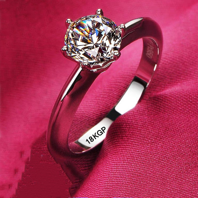 Round Cut Zircon Platinum Ring