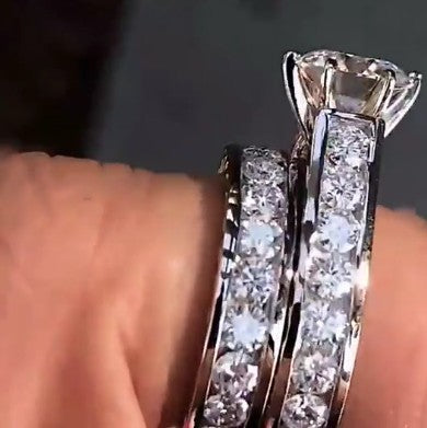 Platinum Plated Zircon Couple Rings Set