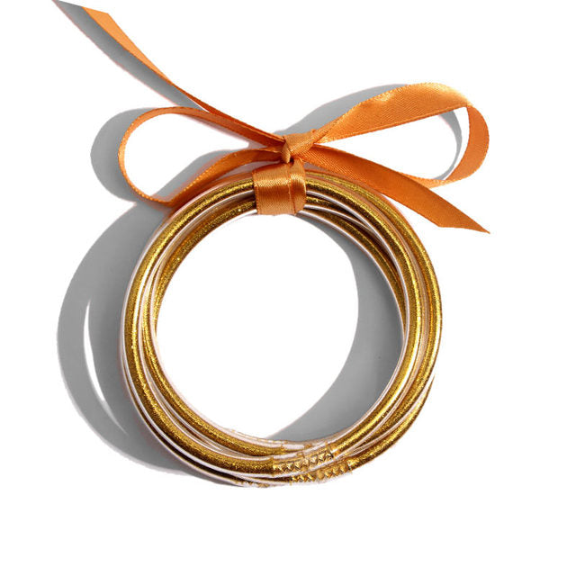5Pcs Gold Silver Glitter Jelly Bangle Bracelet Set