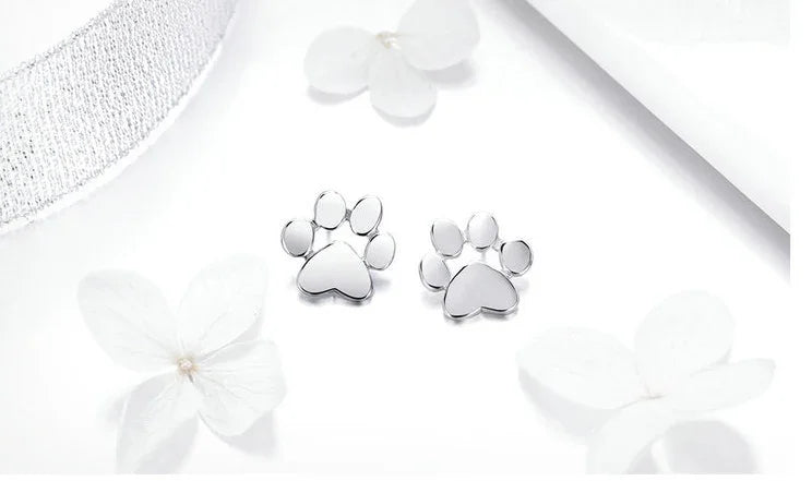Silver Footprint Earrings