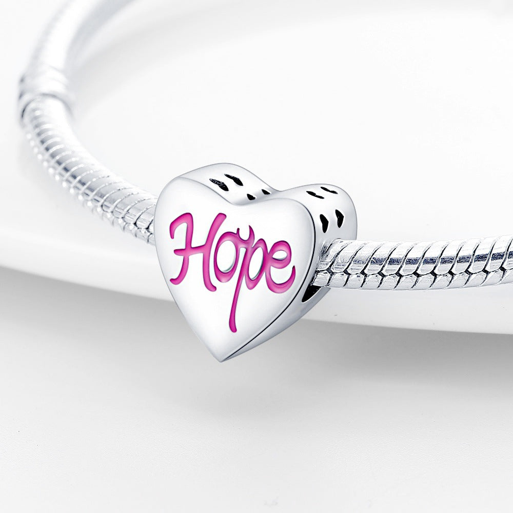 925 Silver Plated Copper Bead Angel Heart Charms